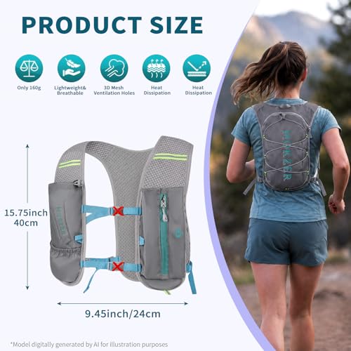 Running Hydration Vest with a 2L Water Bladder, Hydration Pack Lightweight Water Backpack for Running Hiking Cycling Marathon Trail Weekend Bags for Men Women