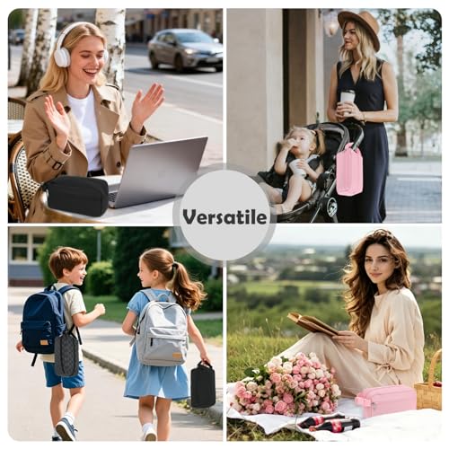 Fammart Freezable Snack Bag with Removable Ice Packs, Small Insulated Lunch Bag Mini Cooler, Leakproof Reusable Snack Lunch Box with Buckle Handle for Work, Travel, Office - Black - color: with Ice Packs - Black