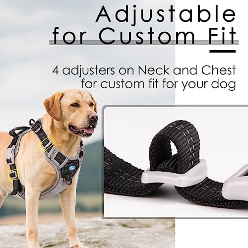 ThinkPet No Pull Harness for Small Medium Large Dogs, Reflective Padded Vest with Handle, Adjustable Star Style - color: Bright Black, size: S(Chest:14"-22")