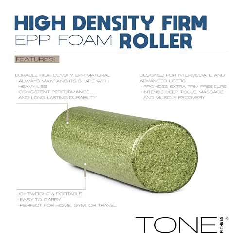 TONE Fitness Firm High-Density Foam Roller for Exercise, Massage & Recovery - color: Green, size: 24 Inch