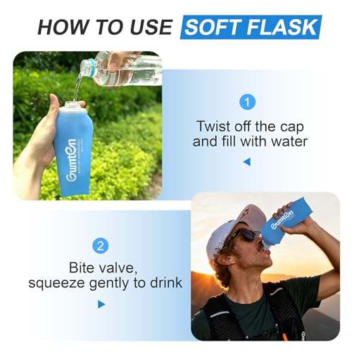 2 Pack Soft Flask 250ml TPU Soft Water Bottle Collapsible BPA-Free for Hydration Pack Running Jogging Hiking Cycling (Green) - color: Green