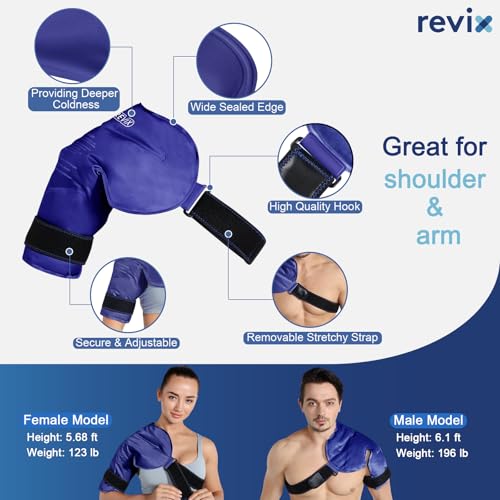 REVIX Shoulder Ice Pack Wrap for Rotator Cuff, Reusable Gel Cold Pack - size: Standard, style: Navy