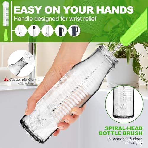 Rnoafmu Bottle Brush Set of 3, 14'' Water Bottle Brush & 13'' Straw Cleaner