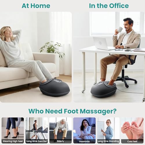 Nekteck Shiatsu Foot Massager with Heat & Air Compression Deep Kneading - color: Gray, size: Large