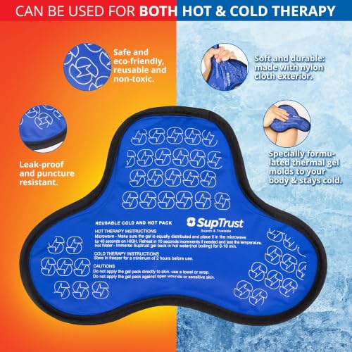 Shoulder Ice Pack for Injuries Reusable: Cold/Hot Therapy Wrap for Rotator Cuff Injuries, Bursitis & Swelling - Gel Ice Pack Reusable Compatible with Suptrust Shoulder Brace for Women and Men