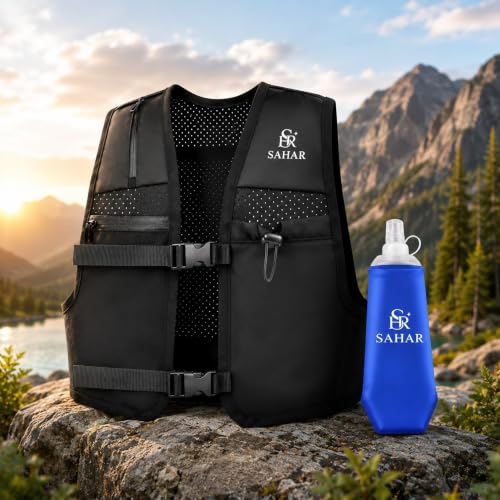 Running Vest for Women & Men with 500ml Soft Flask, Phone Pocket