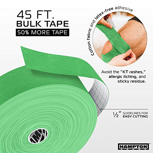 Hampton Adams Kinesiology Tape, Uncut Roll, Waterproof Muscle Support - color: Green, size: 2in x 135ft (1 Roll)