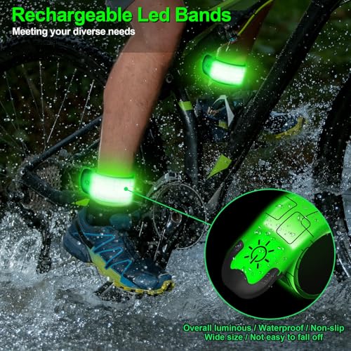 LED Armband Rechargeable, 2Pcs High Visibility Running Gear for Night - color: Green