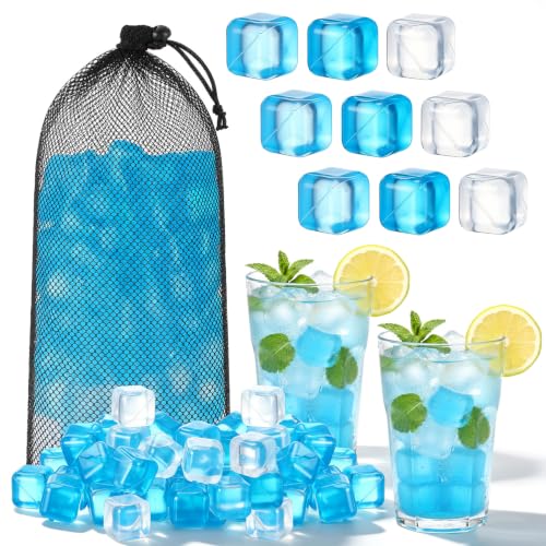 100 Pack Reusable Ice Cube for Drinks with Storage Bag