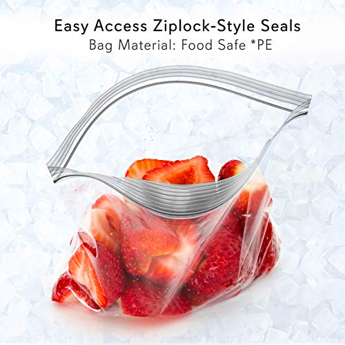 20pcs Ice Bag Cooler Pouches - Reusable and Resealable w/ Ziplock Seals, Holds up to 9lbs Ice Cubes or Food, Used as Cold or Hot Compress - NutriChef