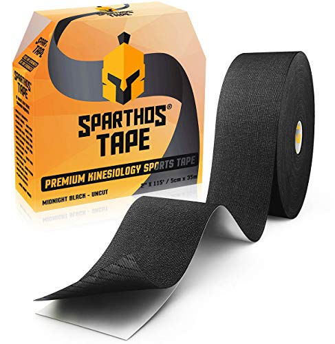 Sparthos Kinesiology Tape Roll - Uncut KT Kinesio Tape, 115 ft Bulk - Black - color: Midnight Black