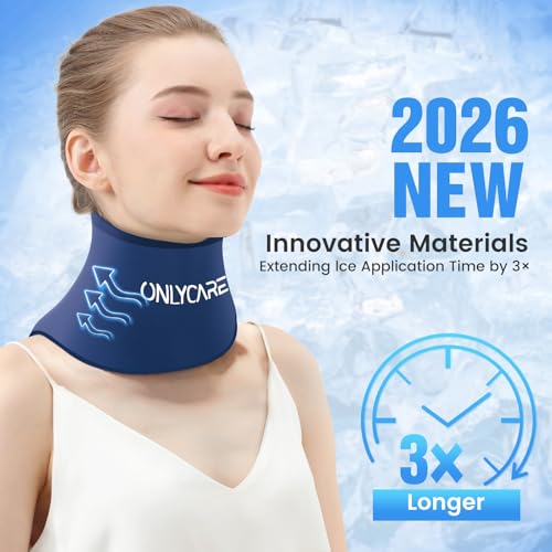 ONLYCARE Neck Ice Pack Wrap Gel - Upgraded Shoulder Ice Packs for Injuries Reusable, Hot and Cold Compress Ice Packs for Neck, Relief of Pain, Office Pressure, Swelling, Sprains - color: Dark Blue