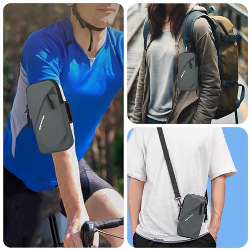 Cell Phone Armbands Running Phone Holder Armband, Shoulder Holster Phone Purse Crossbody Bag Pouch (Gray) - color: Gray