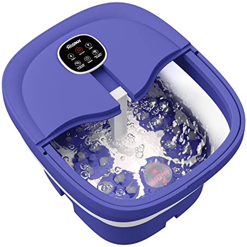 Collapsible Foot Spa Electric Rotary Massage with Heat, Bubble, Remote - color: Blue