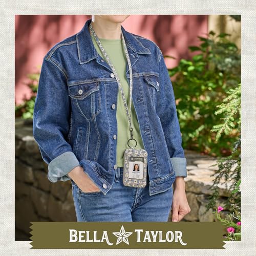 Bella Taylor ID Lanyard, Quilted ID Holder, Khaki Floral - color: Khaki Floral