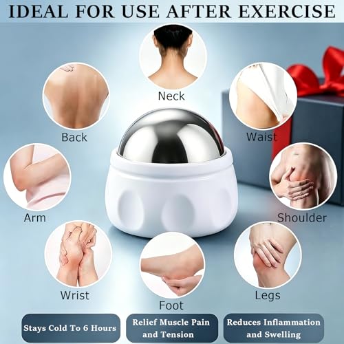 Massage Ice Roller Ball, Roller for Muscles Deep Tissue Cold & Heat Therapy - color: White