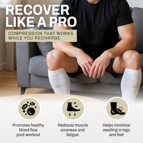 PRO Compression Marathon Calf Sleeve, Navy Over White, X-Small (1-Pack) - color: Navy Over White, size: X-Small