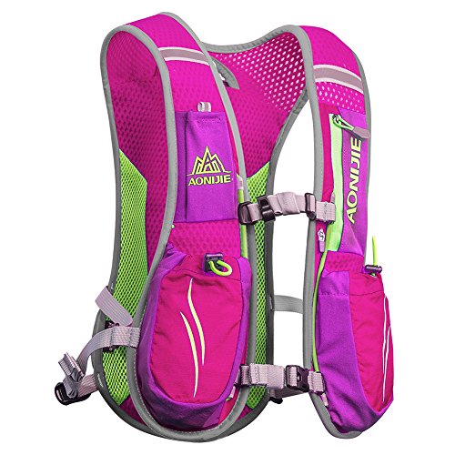 AONIJIE Running Vest Hydration Backpack 5L Unisex Trail Water Lightweight - color: Red and No Water Bladder