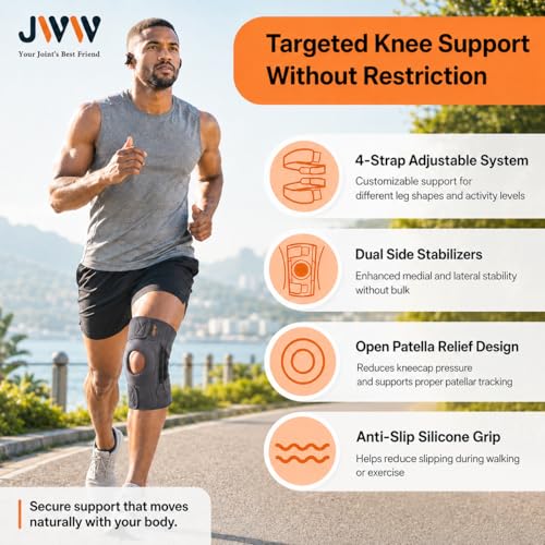 JWW ELITE Knee Brace for Men and Women, Open Patella, Knee Pain Relief, L - size: Large