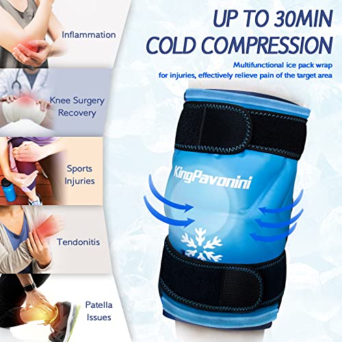 KingPavonini XXL Knee Ice Pack Wrap Around Entire Knee, 1 Pack, Sky-Blue - style: Sky-blue