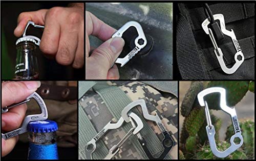 Bushcraft Key Chain Bottle Opener Carabiner Snap Clip Hooks Hiking, Backpacking, Camping, Hunting, Fishing, Biking, Skiing, Tailgate Parties - color: Bottle Opener Multitool 6-Pack