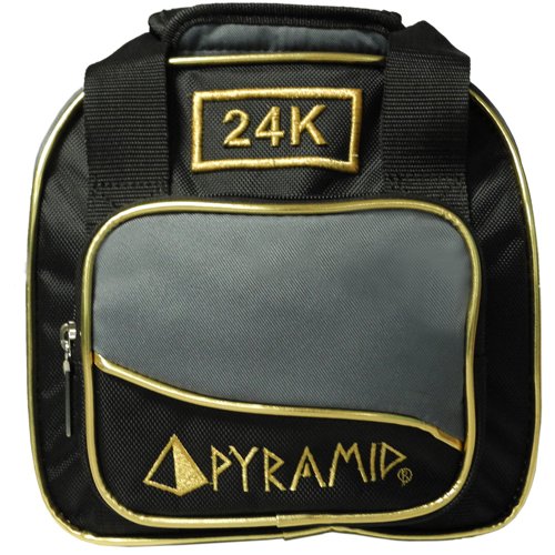 Pyramid Path Plus One Spare Tote Bowling Bag with Front Accessory Pocket - Holds One Bowling Ball and Small Accessories - color: Black/Gold/Grey 24K Edition