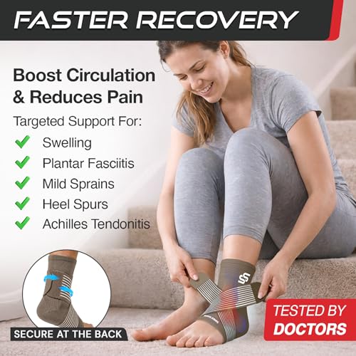 Sleeve Stars Ankle Brace Men & Women Support (Single/M:10"-12"/Mocha Brown) - color: Mocha Brown, size: Medium