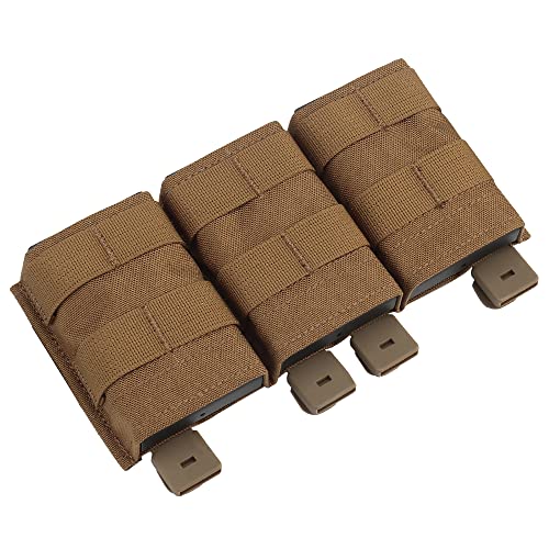 Triple Molle Mag Pouch 5.56 Tactical Open Top Magazine Holder Carrier with Quick Release Magazine Pouch Insert - color: CB