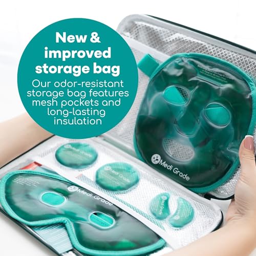 Medi Grade Face Ice Pack and Cooling Eye Mask Set, ChillGel Gel Mask, Green - color: Green