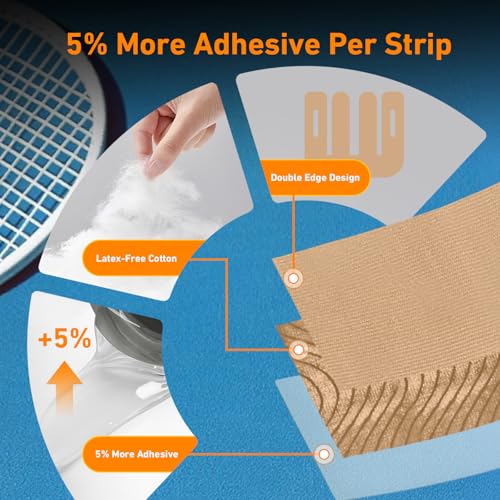 KTQUICK Precut Kinesiology Tape for Knees,12PCS,20% Stronger Adhesive Beige - color: Beige, size: 12PCS