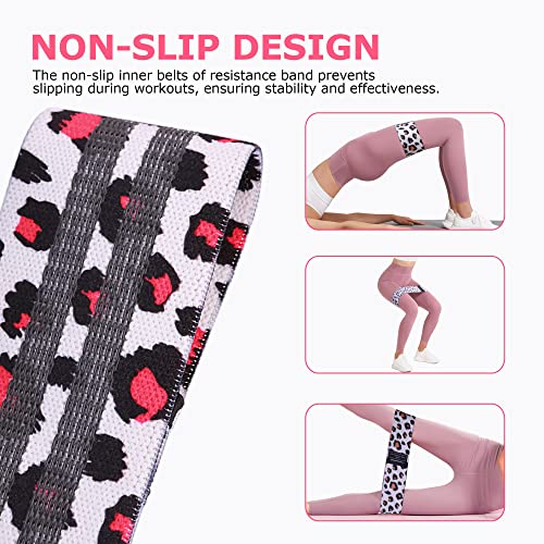Booty Bands, 3 Levels Hip Bands, Polyester-Cotton and Latex Silk Workout Bands Resistance Bands for Home, Gym, Fitness, Pilates, Yoga (Pack of 3) - style: Leopard