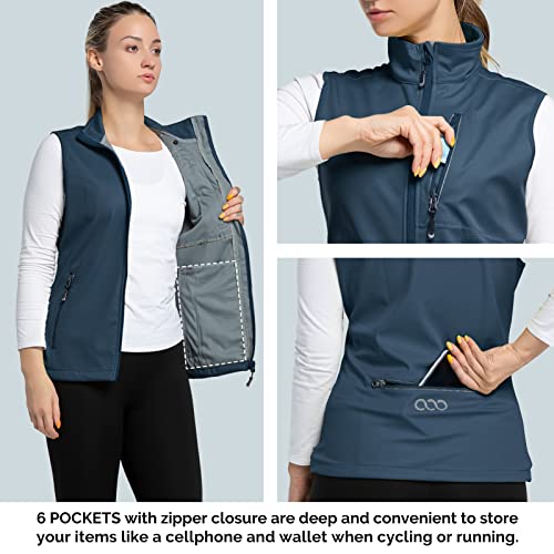 33,000ft Women's Lightweight Running Vest with 6 Pockets for Travel Golf - color: Midnight Blue, size: X-Small