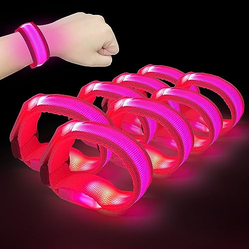 M.best 8pcs LED Light Up Bracelets Glow Flashing Wristbands Glow in The Dark Party Supplies for Wedding, Raves, Concert, Camping,Sporting Events, Party Pink - color: 8pcs Pink