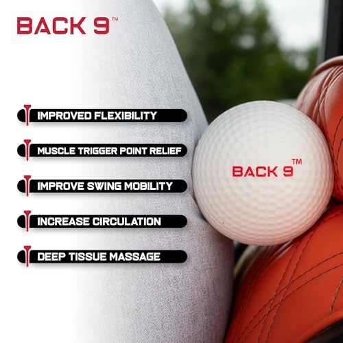 BACK 9 Golfers Massage Ball - for Myofascial Release, Trigger Point Therapy, Muscle Knots, and Yoga Therapy. Golf Accessories - Golf Traing Aid - Golf Balls - Golf Gifts