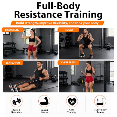Resistance Bands Set with Handles and Door Anchor for Full Body Workout