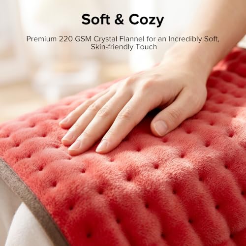 Heating Pad for Back & Cramps, 17" x 33" Extra Large Heating Pads, Red - color: Red