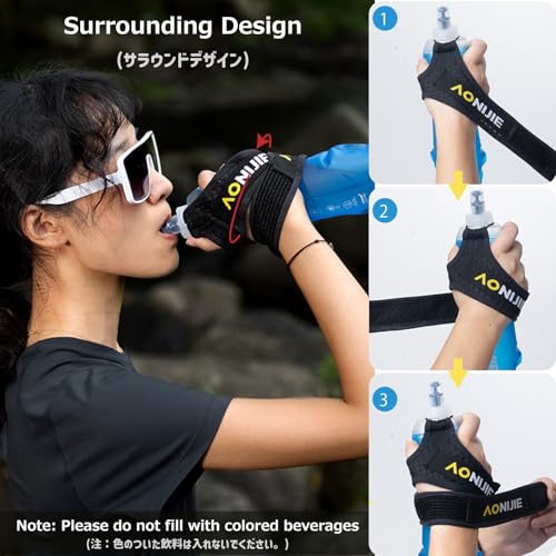 Azarxis TPU Soft Flask Collapsible Water Bottle Running Folding Gel Water Reservoir Handheld for Hydration Pack Hiking Cycling Climbing Jogging Marathon Trail Race - color: #03 Blue - 500ml with Adjustable Handstrap