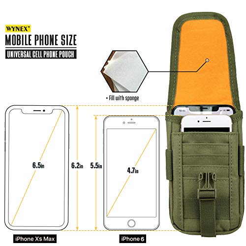 WYNEX Tactical Phone Pouch Molle, Phone Blet Holder Fit 4.0-6.7" Screen - color: Army Green