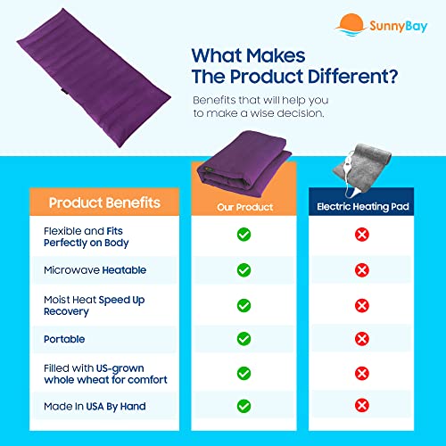 SunnyBay Extra Large Microwavable Heating Pad, 10x24 inch, 2.8 lb, Purple - color: Unscented Purple