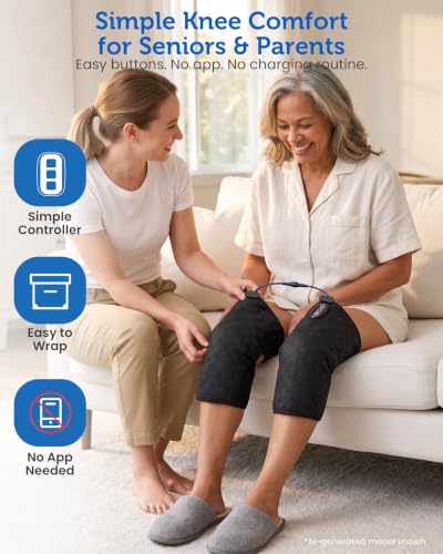 COMFIER Knee Massager, Plug-in Knee Heating Pad with Heat and Vibration, Pair of Heated Knee Wraps for Both Knees, 5 Modes, 2 Heat Levels, 30-Min Timer, FSA Eligible HSA - color: Black