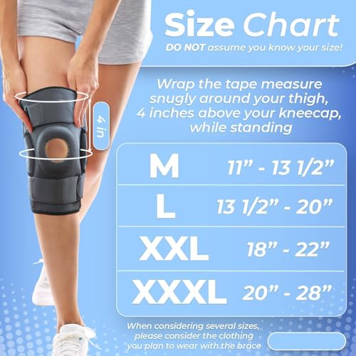 Hinged Knee Brace - Relieves ACL, MCL, Meniscus Tear, Arthritis, Tendon Pain - Open Patella Design with Dual Metal Side Stabilizers - Support for Running, jogging, For Men and Women (Medium) - size: Medium