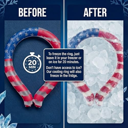 CoolTimeUSA Neck Cooling Tube - Neck Ice Ring Cooler Wrap, Stars & Stripes - color: Stars and Stripes