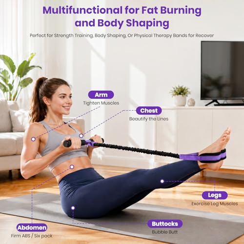 Rojvvec Pedal Resistance Bands with Handles, 55LBS Exercise Band for Women - color: Purple-Black