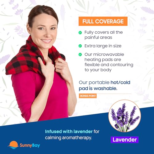 SunnyBay Lavender Microwave Heating Pad, Microwavable Heavy Weighted Full Body Moist Hot or Cold Pack and Washable Fleece Cover, 10x24 Inches, 4 lbs, Buffalo - color: Lavender Scented Buffalo