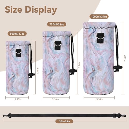 RICHEN Neoprene Water Bottle Carrier Bag with Adjustable Shoulder Strap,Insulated Water Bottle Cover for Stainless Steel/Glass/Plastic Bottles - color: BC-60, size: 750ml
