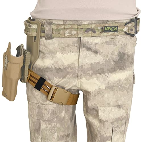 Tactical Leg Strap,Secure Non-Slip Elastic Thigh Strap with Quick-Release Buckle for Drop Leg Holster Platforms and Thigh Rig - color: Tan
