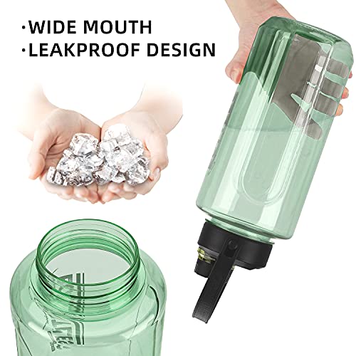 2L/64oz Green Half Gallon Water Bottle with Handle for Gym & Outdoors - color: green