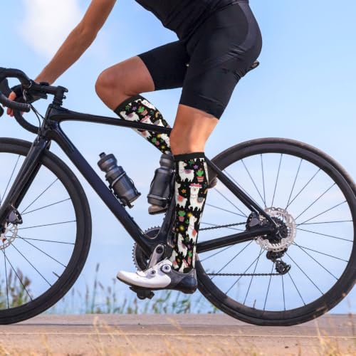 Compression Socks Knee High Circulation Support Socks For Women Men Athletic Running Hiking Cycling - color: Alpaca