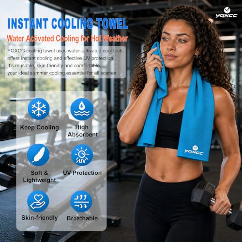 YQXCC 4 Pack Cooling Towels, 40"x12", Ice Cool Towels for Neck & Face - color: Light Gray, Light Blue, Green, Rose Red