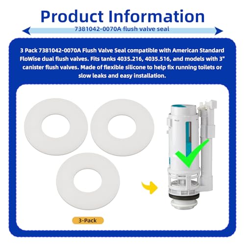 7381042-0070A Flush Valve Seal Fit American Standard Tank 4035.216 4035.516 - style: 3 Pack